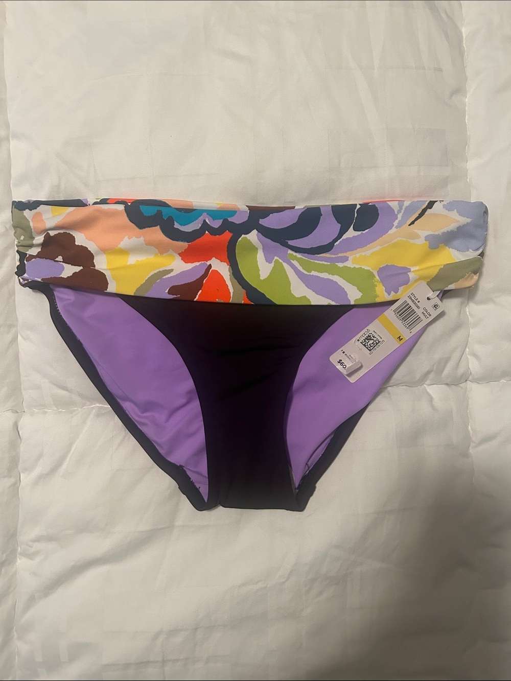 Anne Cole Floral Band Purple Black Bikini Bottoms